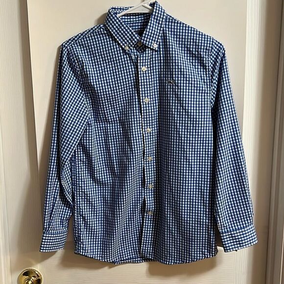 Vineyard Vines youth boys size 12-14 blue/white whale shirt. - Picture 1 of 5